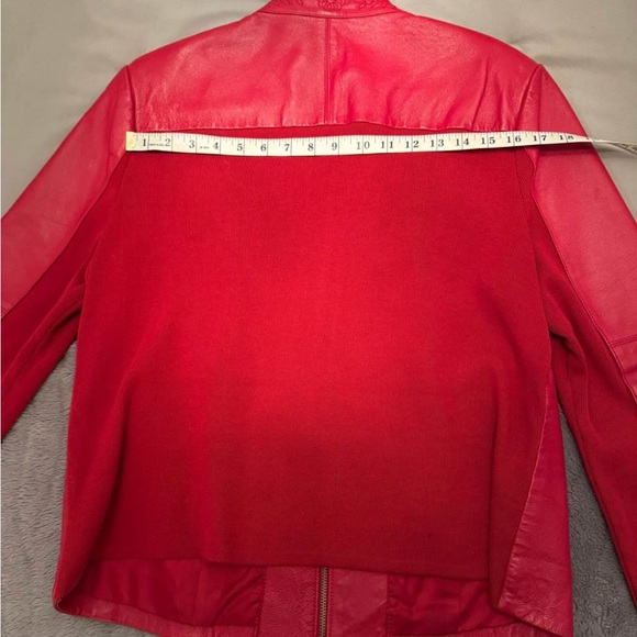 Red leather jacket embroidered - Picture 7 of 10